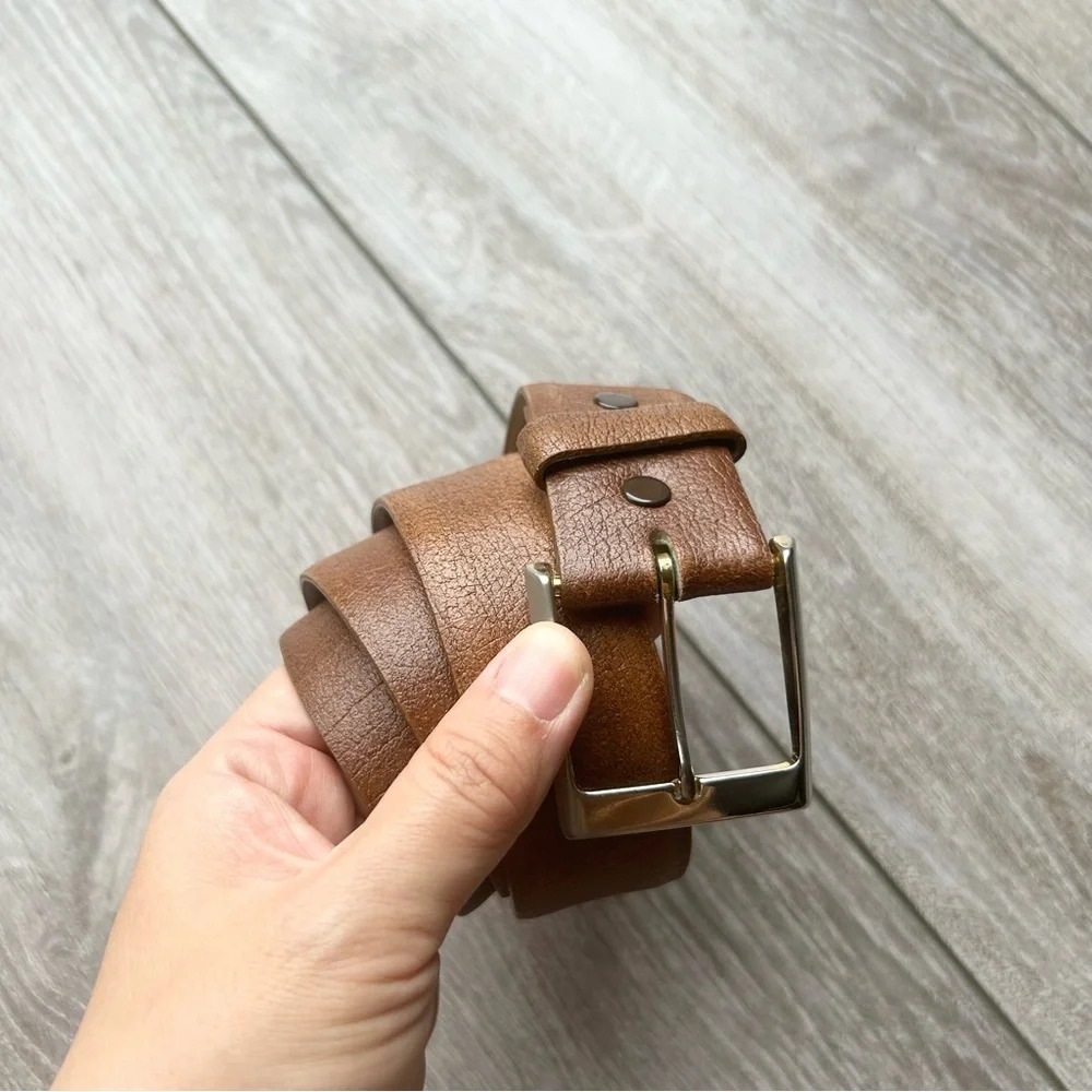 Vintage Quo Vadis Camel Grain Cowhide Brushed Suede Lining Belt